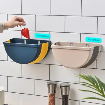 

Waste Bin Garbage Basket Multi Function Wall Mounted Folding Bin Kitchen Cabinet Door Hanging Trash Cans Desk Waste Storage Box