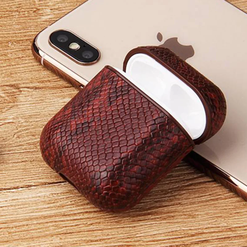 Чехол для наушников Apple Airpods кожаный чехол Роскошный 1:1 TWS Mini сумка кошелек карман