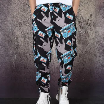 

Men High Street Vintage Pattern Print Loose Casual Harem Pants Joggers Sweatpants Male Hip Hop Streetwear Fashion Cargo Trousers