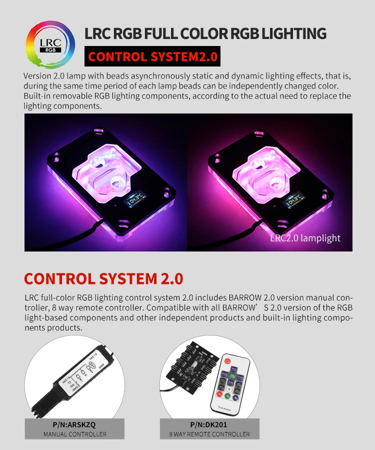Barrowch FBLTFHA-04N-V2, для RyzenAMD/AM4/AM3 cpu водяные блоки, цифровой дисплей температуры компьютерный блок с контроллером