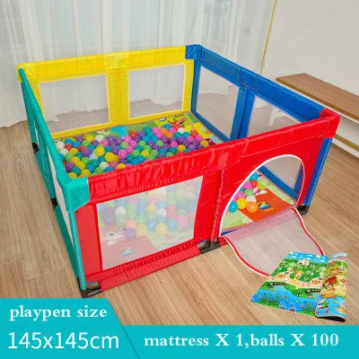 Baby Playpen Fence Foldable Alloy Steel Pipe Toddler Indoor Safety Play Pool Child Protection Play Yard 0~5 Years Old