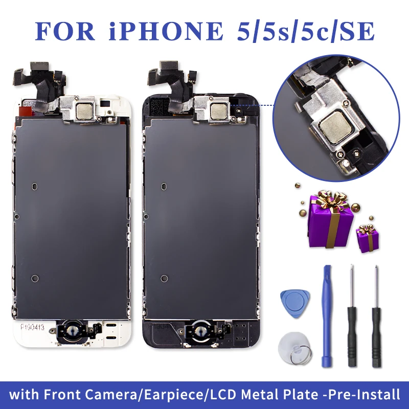 

Complete LCD For iPhone 5 5C 5s SE Full Digitizer Assembly Display 3D Touch Screen Replacement with Front Camera+Earpiece Speake