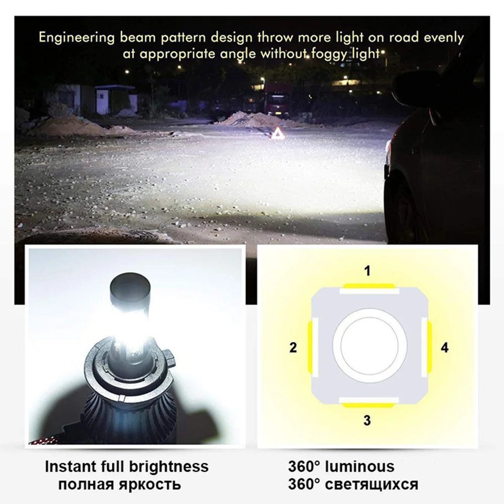 TF30 4 стороны 10000LM 100W H8 H11 9005 9006 H4 H7 светодиодный фар автомобиля лампочки canbus Авто светодиодный фары Hi/низкая C6 S2 12 V/24 V 6000K