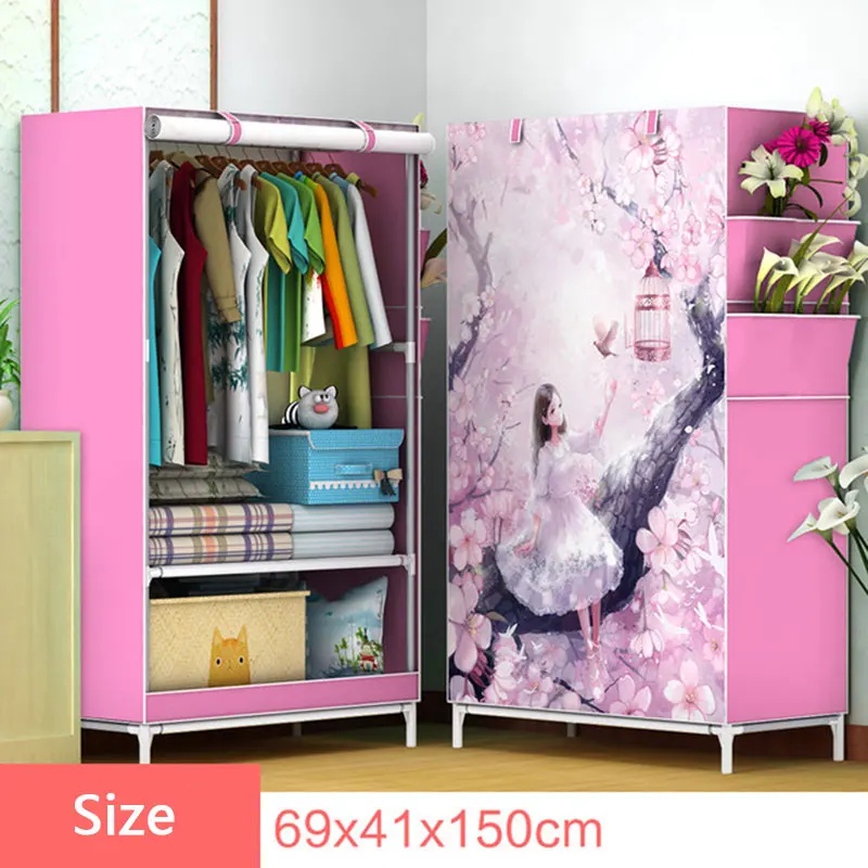 Folding Non-woven Cloth Wardrobe Student Children Bedroom Small Wardrobe DIY Assembly Clothes Storage Cabinet Home Furniture
