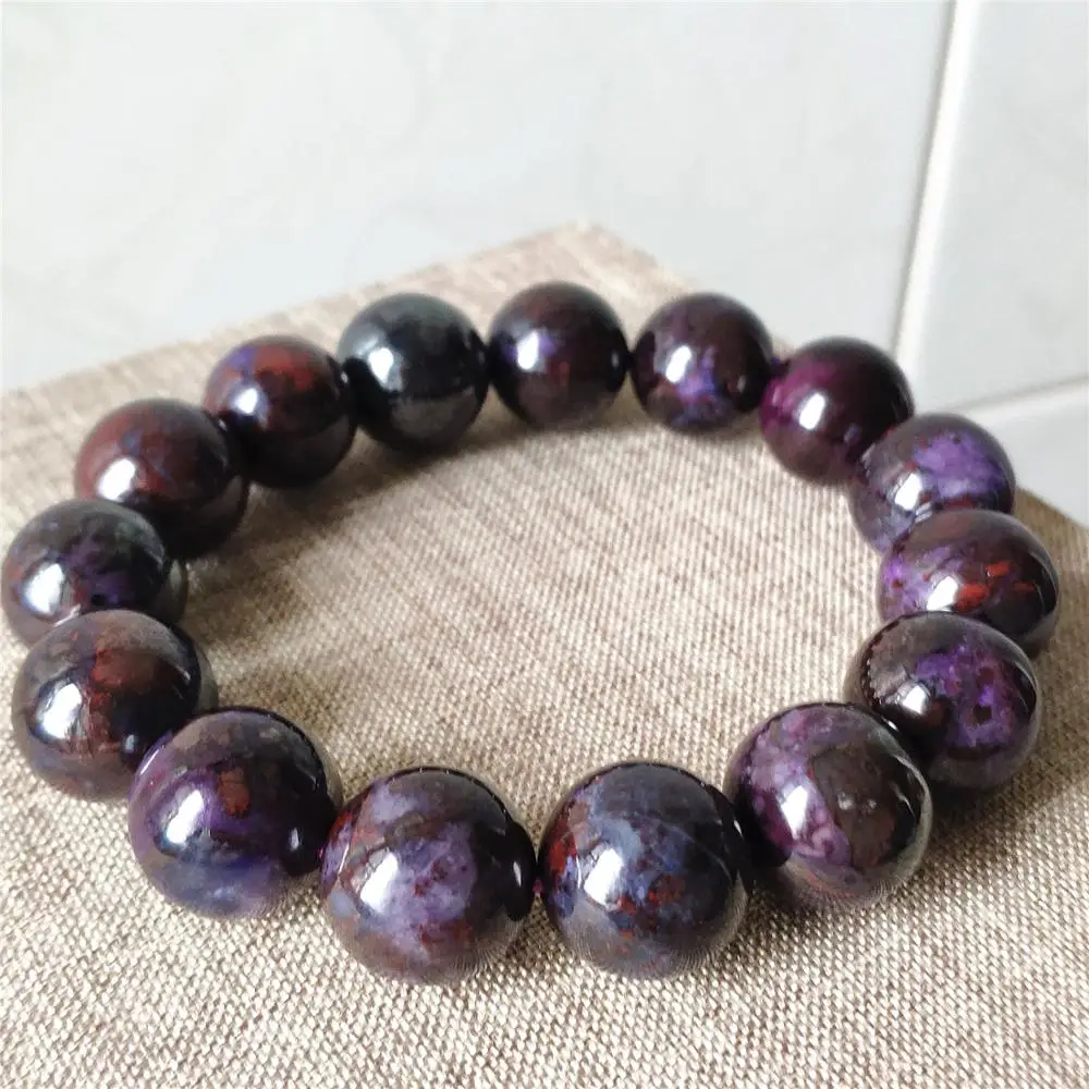 

Natural Sugilite Purple Gemstone Woman Man 15mm Big Round Beads Bracelet Healing Stone From South Africa Fashion Gift AAAAA