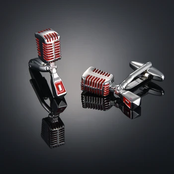 

Fashion microphone Cufflinks French long sleeve shirt with studs and Cufflinks