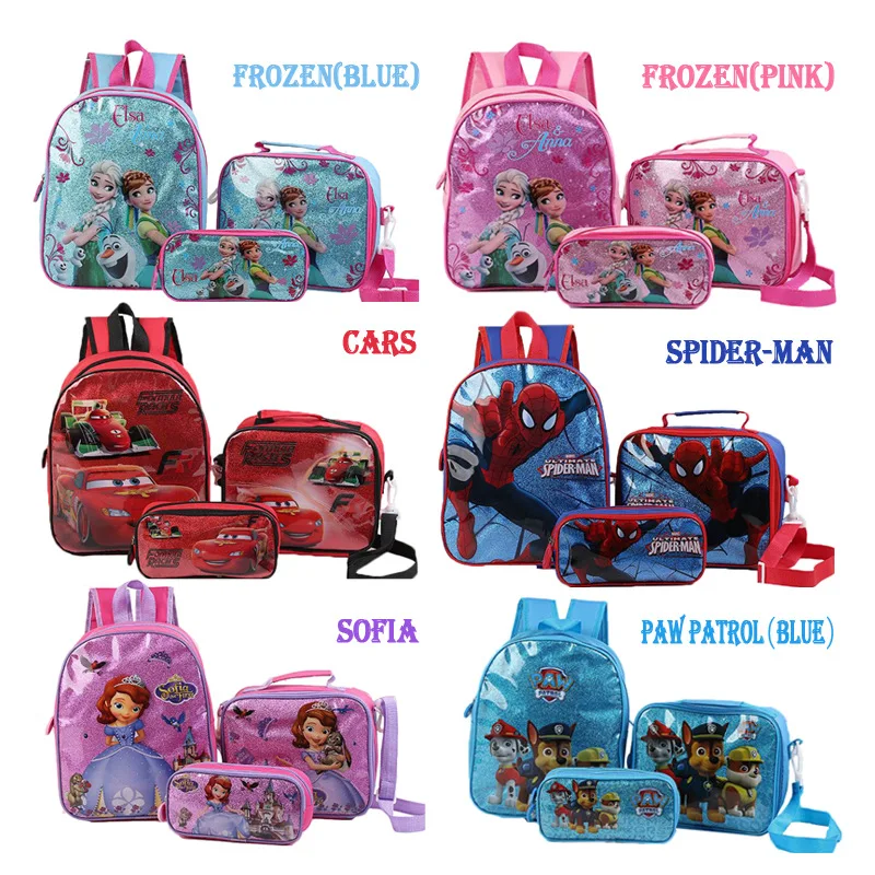 

Disney Spider-man Children's Schoolbag Cartoon Primary School Schoolbag Frozen Kindergarten Children's Schoolbag Three-piece Set