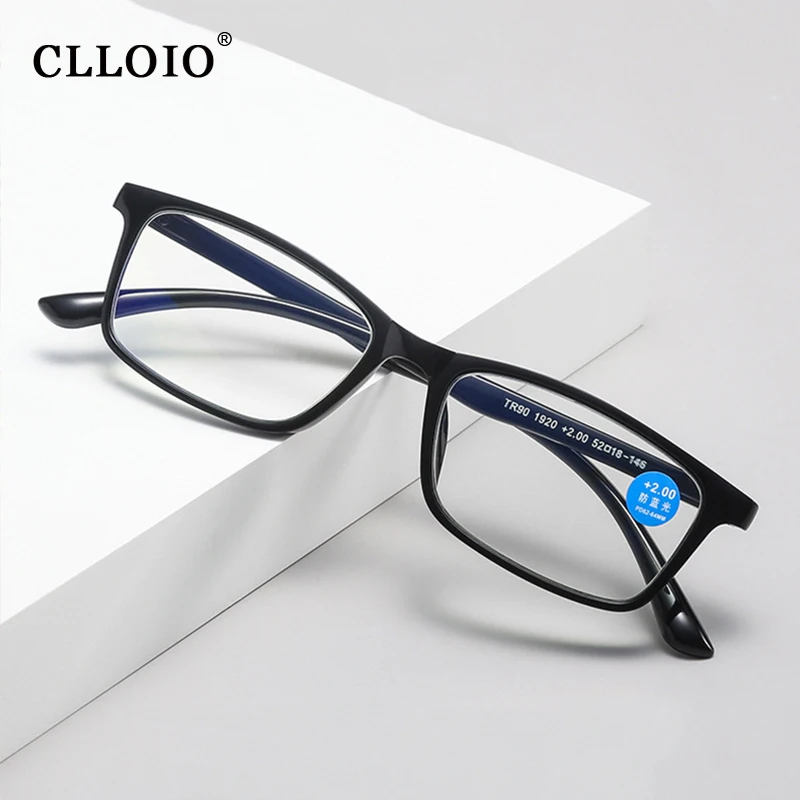 CLLOIO Anti Blue Light Reading Glasses Men Classic TR90 Square Frame
