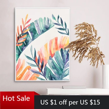 

Nordic Plants Leaf Canvas Painting Posters and Print Wall Decor Art Pictures for Modern Living Bedroom Aesthetic Room Decor