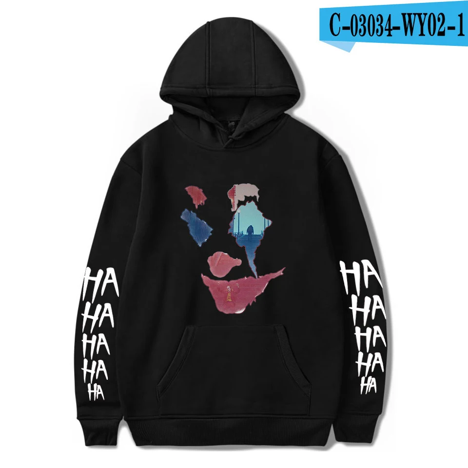 Joker/модные, популярные, подходящие, с капюшоном, комфортный для мальчиков и девочек, для мужчин и женщин, повседневные, Новые пуловеры, Джокер, с капюшоном, Популярные черные толстовки, топы - Цвет: black