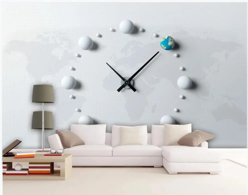 

custom mural on the wall photo wallpaper 3d Retro world map earth time clock living room home decor Wallpaper for walls in rolls