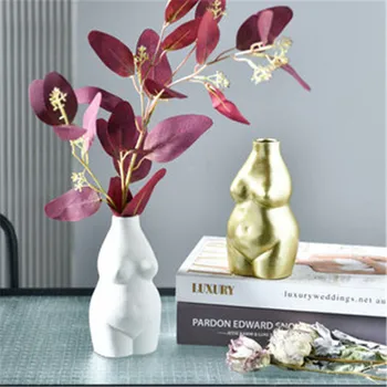 

Ceramics Vases Body Art Bust Statue Flower Insert Ornaments Frosted Porcelain Crafts Creativity Desk Decor Home