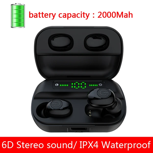 battery 2000 MAH CBAOOO Q76 TWS 5,0 настоящие беспроводные Bluetooth наушники для Xiaomi Redmi гарнитура стерео звук наушники двойной микрофон - Цвет: battery 2000 MAH