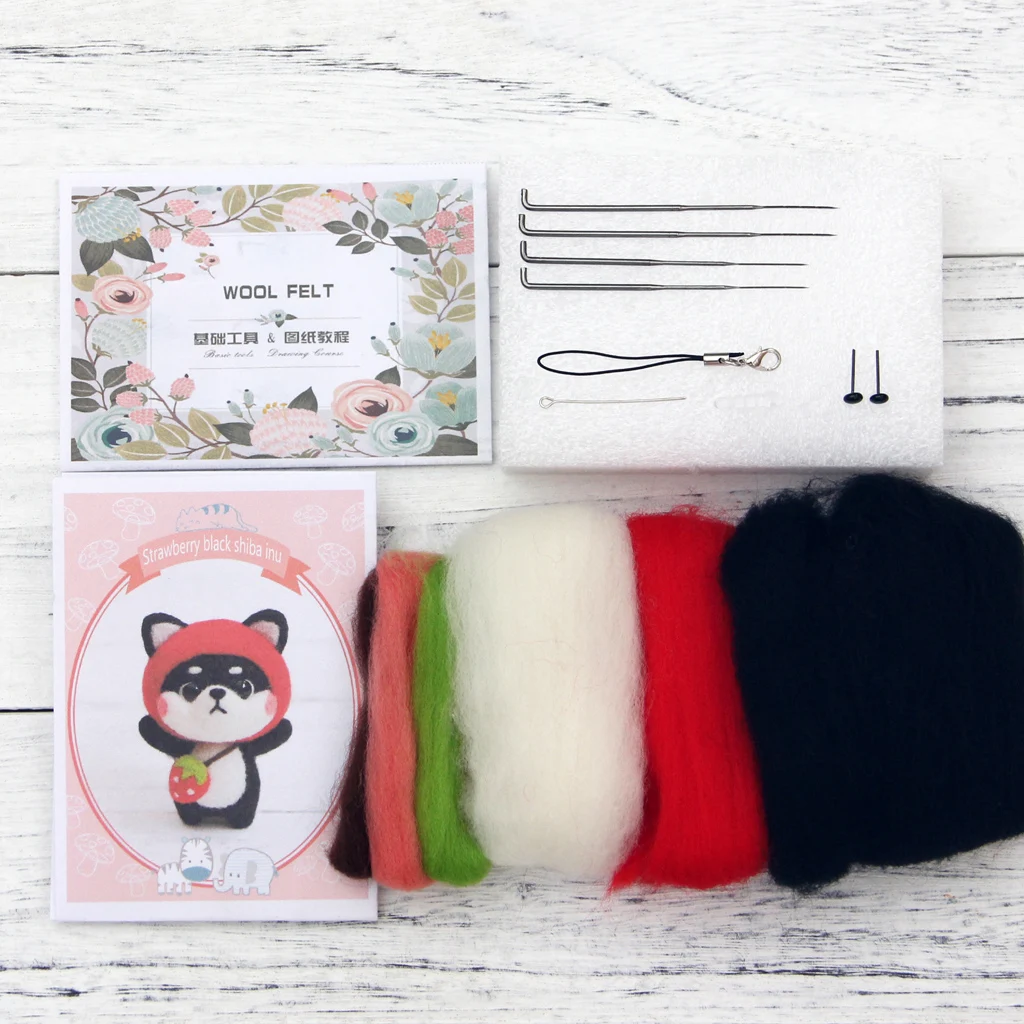 

2020 New Strawberry Doll Wool Felt Craft DIY Non Finished Poked Set Handcraft Kit For Needle Material Bag Pack