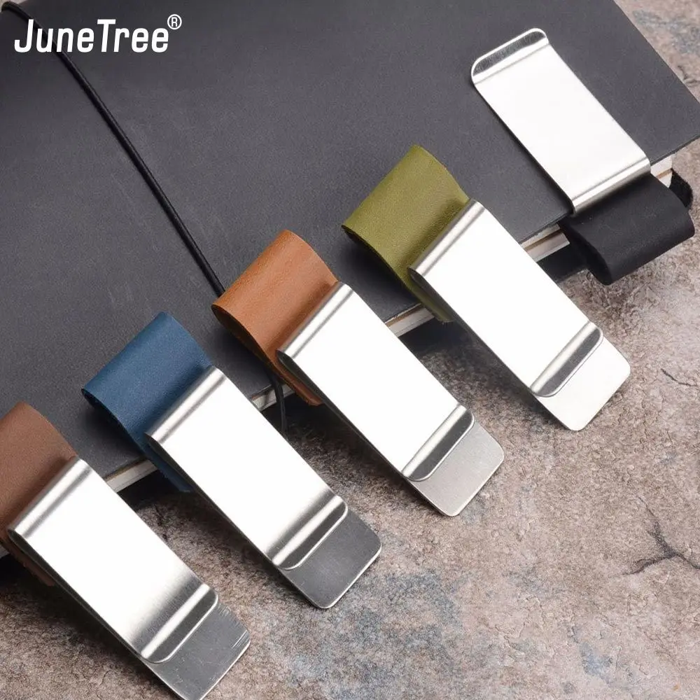 Binder Clips Traveler's Notebook Travel Cliper Notebook Diaries Pen Holder Purse Metal Copper Clip Stainless steel Pencil Genuine Leather