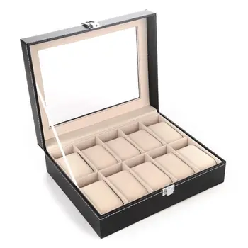 

Luxury 10 Slots PU Leather Watch Display Box Storage Case Large Holder Organizer jewelry display