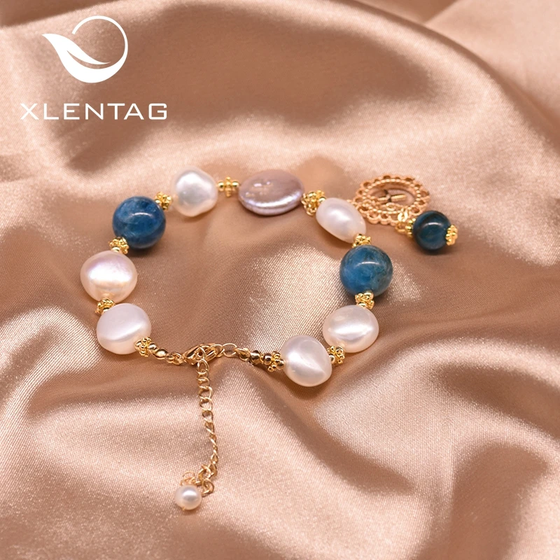 

Xlentag Original Design Natural Fresh Water Pearl Kyanite Charm Bracelets For Women Wife Party Birthday Gifts Jewellery GB0921