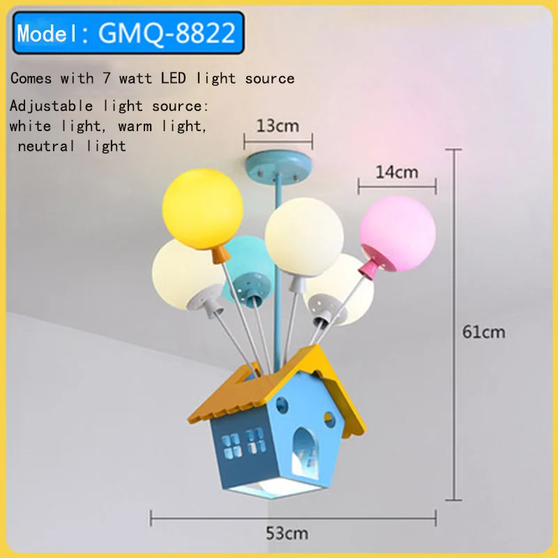 Adjustable Light Мультяшная креативная цветная воздушная подвеска в виде шара, лампа для мальчиков и девочек, детская спальня, лампа для детской комнаты, современный светодиодный дом, нордический декор, свет - Цвет корпуса: Adjustable Light