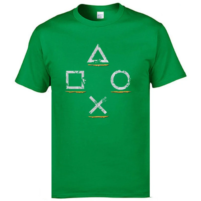 Coupons Mens Tees PlayStation_Button_Icons_Uncharted_Style__9096 Party Tshirts 100% Cotton Short Sleeve Hip hop T Shirt O-Neck PlayStation_Button_Icons_Uncharted_Style__9096 green