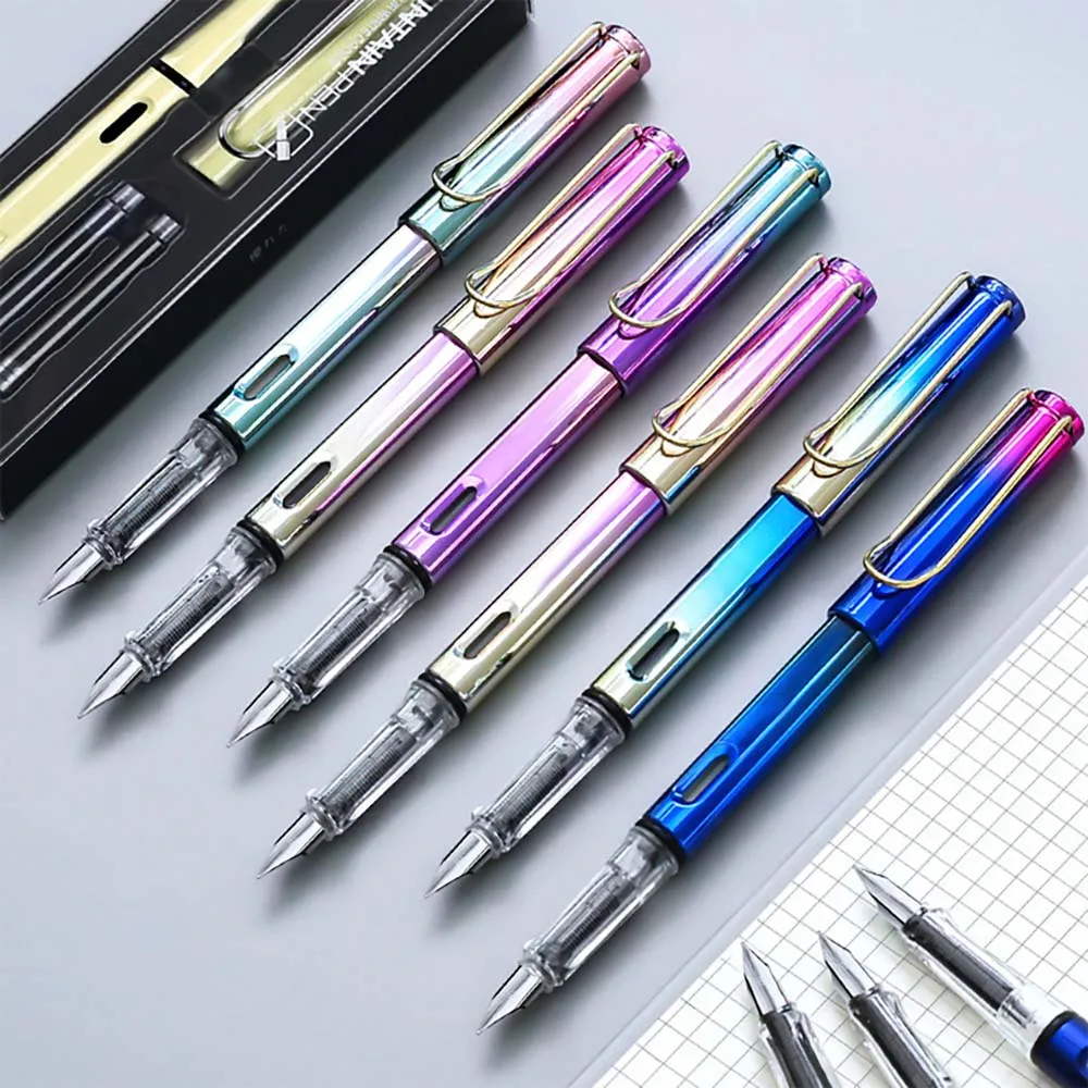 Metallic Gradient Color Fountain Pen Student School Stationery Supplies Business Office Ink Pens