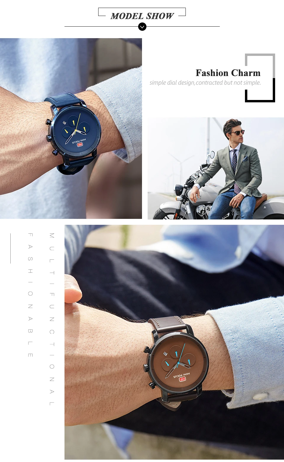 Мини фокус часы для мужчин люксовый бренд синий кожаный ремешок водонепроницаемый Мода Спортивный Стиль кварцевые наручные часы Relogio Masculino часы
