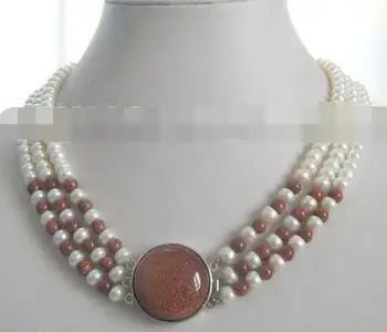 

NewThree-strand Lavender 7-8mm Oval Shape Cultured Freshwater Pearl Necklace