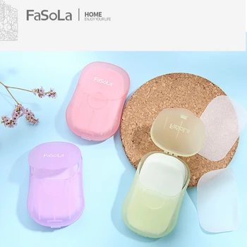 

FaSoLa 5Box Disposable Paper Soap Travel Portable Hand Washing Scented Slice Sheets Mini Soap Paper Makeup 50pcs Soap