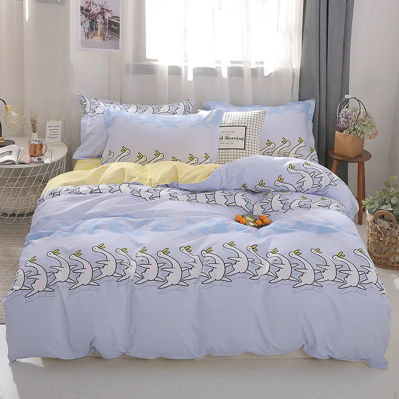 Simply Style Queen King Comforter Bedding Sets 4pcs 100% Polyester Bed Sheet Duvet Cover Sets with Pillowcases Bedding Sets