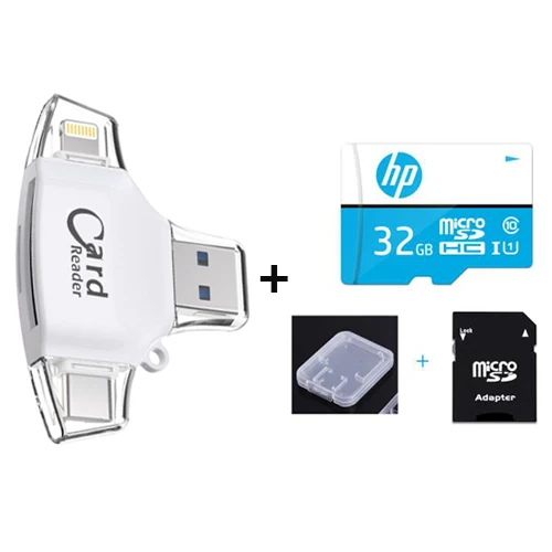 white n 32GB TF Supersonic 4 в 1 Micro SD кард-ридер для iPhone iPad/Android/Macbook tf карта адаптер с Micro usb type C игровая камера просмотра - Цвет: white n 32GB TF