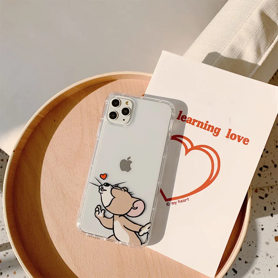Прозрачный мягкий чехол из ТПУ с рисунком Тома Джерри для iPhone 11 Pro Max 6 6s 7 8plus X Xs Max XR XS прозрачные телефонные чехлы coque