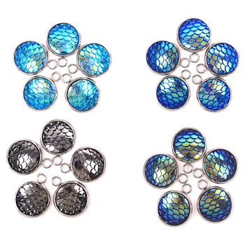 

5pcs/lot 12mm Mermaid Scale Charms Bag Parts Accessories Resin Random Color Fish/ Dragon Scale Charms DIY