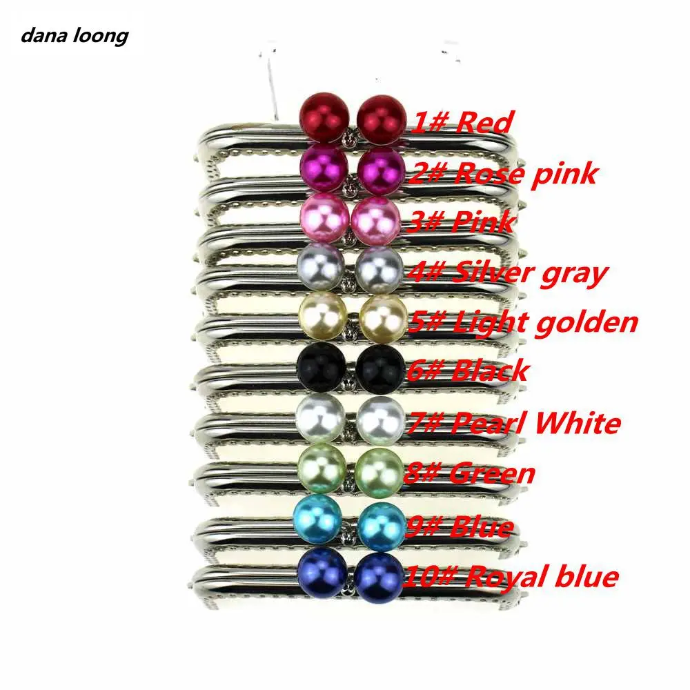 1 Piece 10.5 CM Candy Pearl Head Square Silver Metal Purse Frame Kiss Clasp Lace DIY Bag