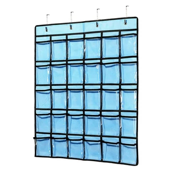 

Pocket Chart for Calculator Holder, 30 Pocket Charts for Classroom 33.5 x 24.5 Inch Hanging Cell Phone Organizer