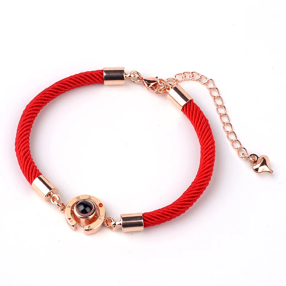 

New Arrival 100 languages I love you Projection Bracelets Adjustable Red Thread Bracelets Couple Lucky Jewelry Valentine's Day