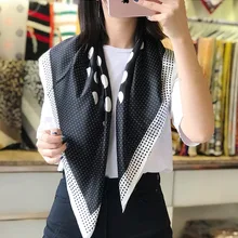 Классический Dot Scarf90* 90 см квадратный шарф женская Шаль Обертывание Женская 12 момме атласная шелковая ручная рулон-конопляная одежда аксессуары