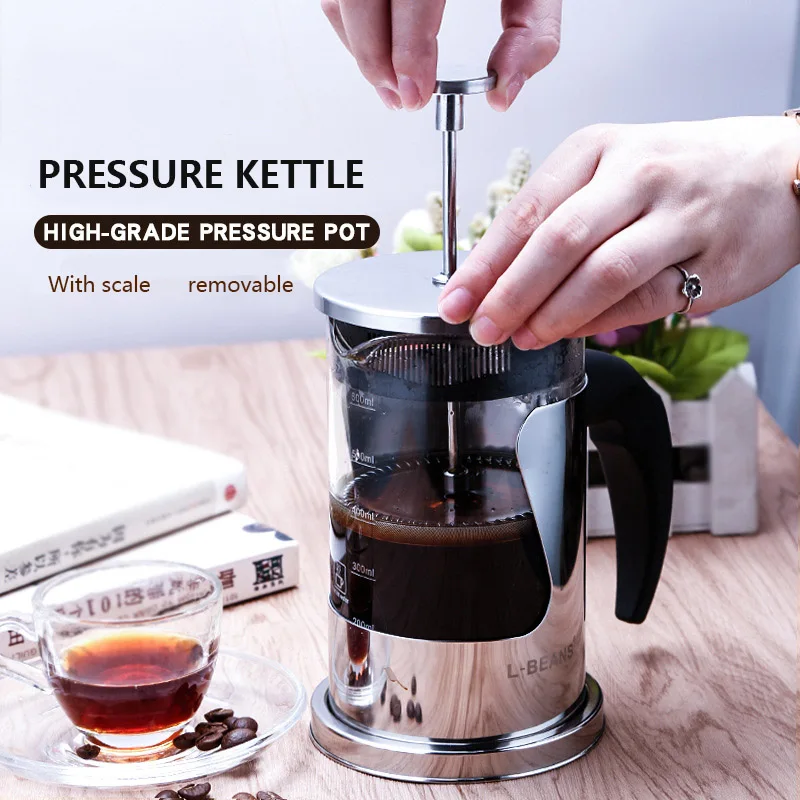 

Stainless steel French press pot Glass French filter press coffee pot Hand pressure tea maker coffee press