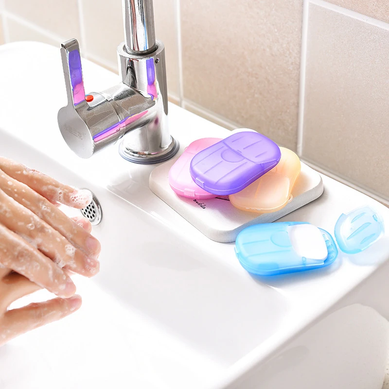 50pcs Travel Soap Paper Washing Hand Bath Clean Scented Slice Sheets 20pcs Boxe Portable Mini Soap|Аксессуары для защитной