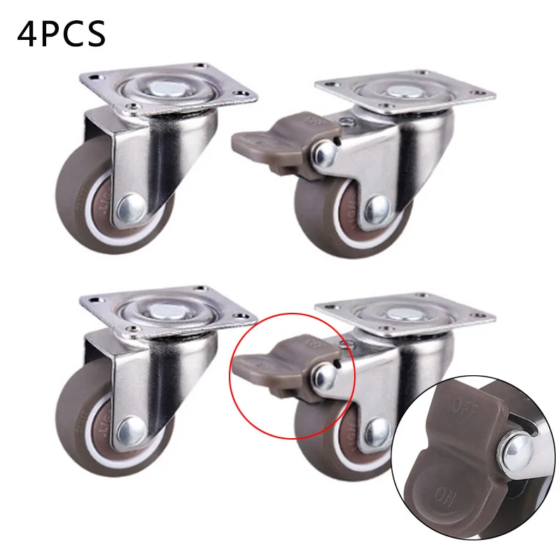 

4pcs Baby Crib Caster Rubber Wheel Carts Crib Wheel Replacement Furniture Universal Casters with Brake Table Rollers 1inch