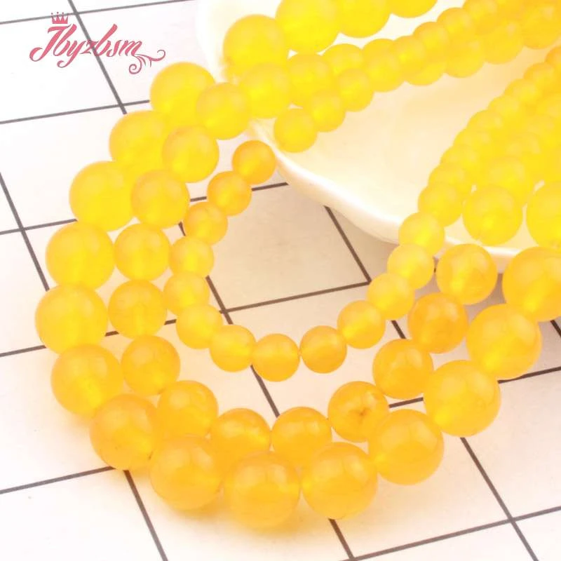 

6,8,10,12mm Round Yellow Jades Beads Ball Smooth Loose Stone Beads For DIY Necklace Bracelets Earring Jewelry Making Strand 15"
