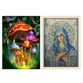 

Diy Full Drill 5D Diamond Painting Mushroom & 5D Diy Painting Diamond Embroidery Religious Special Shaped Diamond