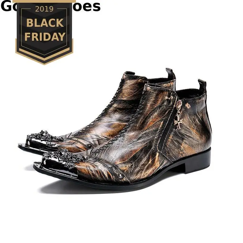 Workwear Martin Boots Genuine Leather Luxury Style Men Ankle Boots Steel Cap Toe Boutique Men Casual Boots Fashionable