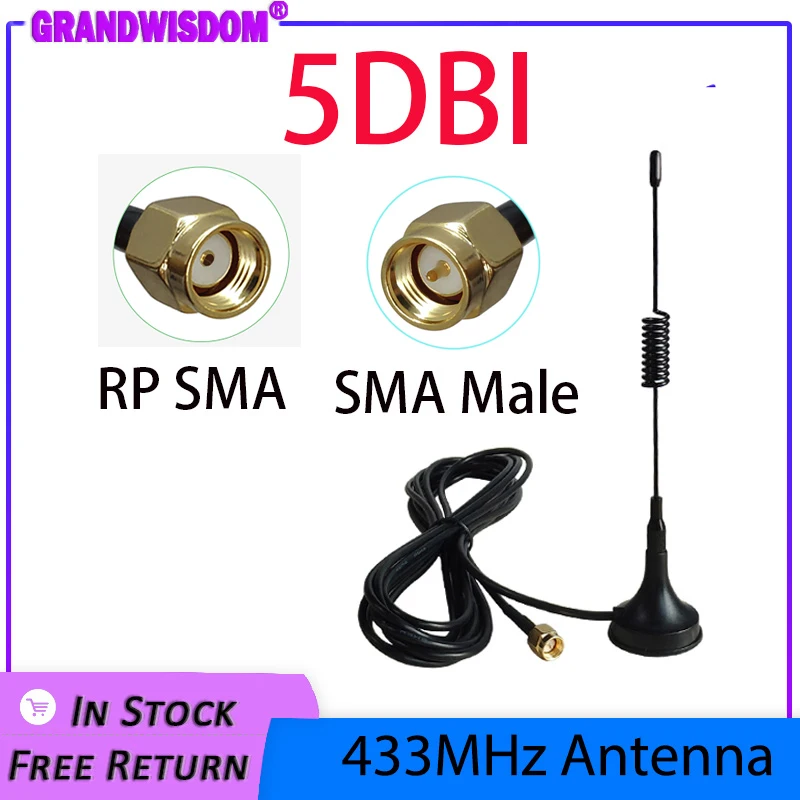 Antenna Signal Booster Ham Radio Antenna Radio Antenna 433 MHz antena 2P 5db SMA Male Connector Magnetic base IOT Wireless Repeater