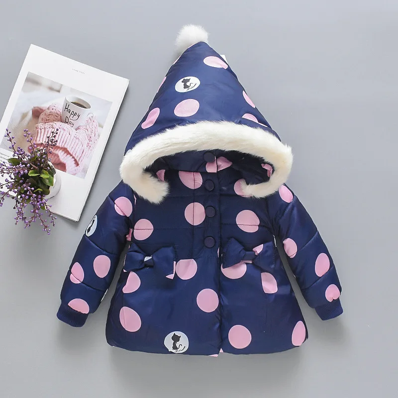

CYSINCOS Baby Girls Boys Winter Coats Dot and Cat Print Infant Cute Hooded Jacket For Girls Kids Baby Velvet Coat Autumn Outwear