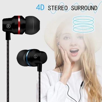 

latest In-Ear Earphones computer bass mobile phone universal metal wire ic earplugs black