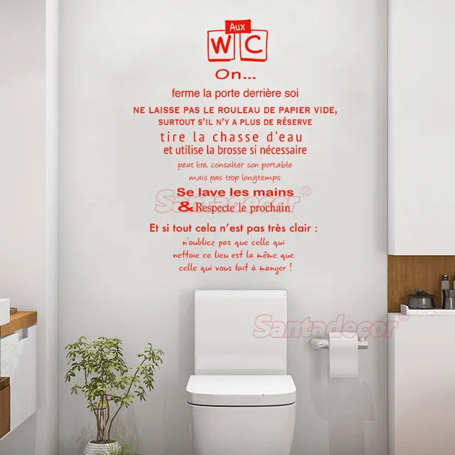 Sticker Citation Texte Aux Garçons De La Maison Les Toilettes Propres Wallpaper WC Mural Art