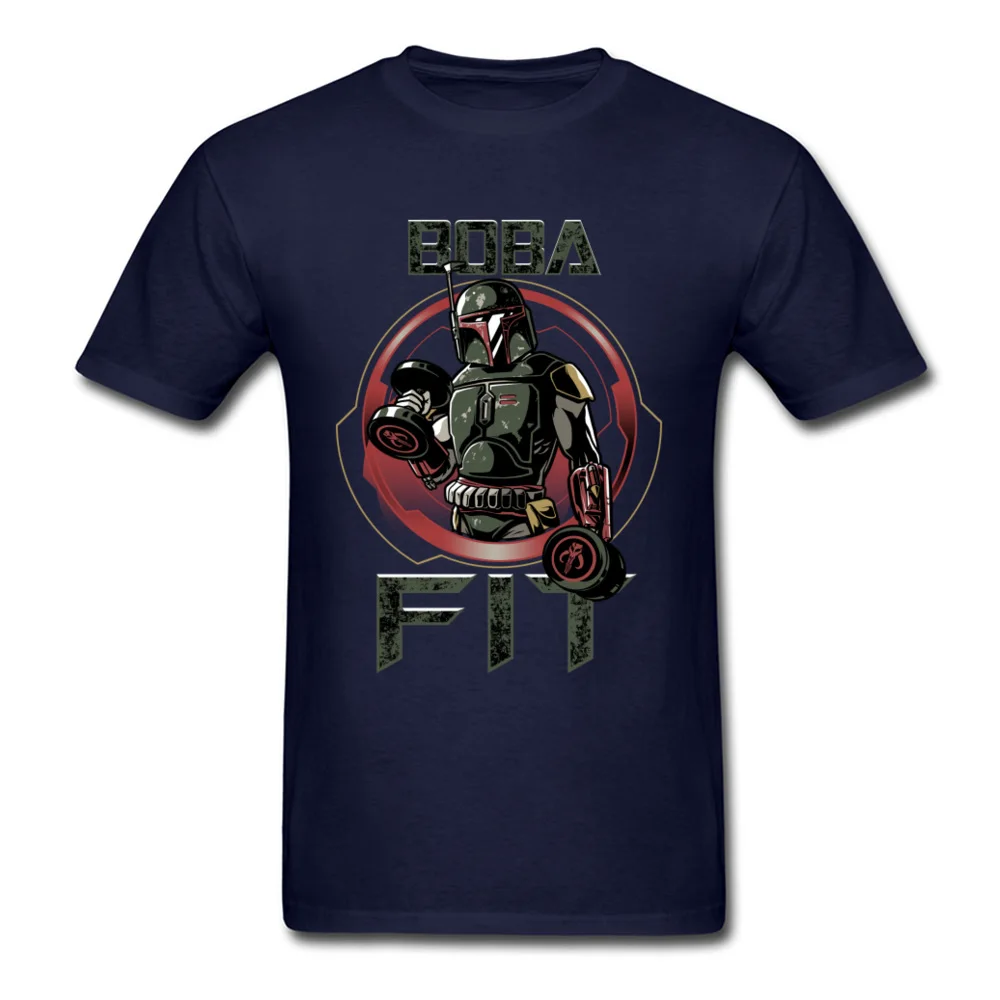 Boba Fit футболка для мужчин забавные Звездные войны тренировки Футболка фирменная Новинка 80s Топы И Футболки с принтом мужская хлопковая одежда ретро Boba Fett рубашка - Цвет: Navy