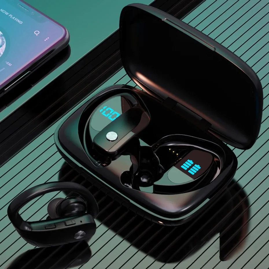 Bluetooth V5.1 наушники беспроводные с микрофоном спортивное зарядное устройство для