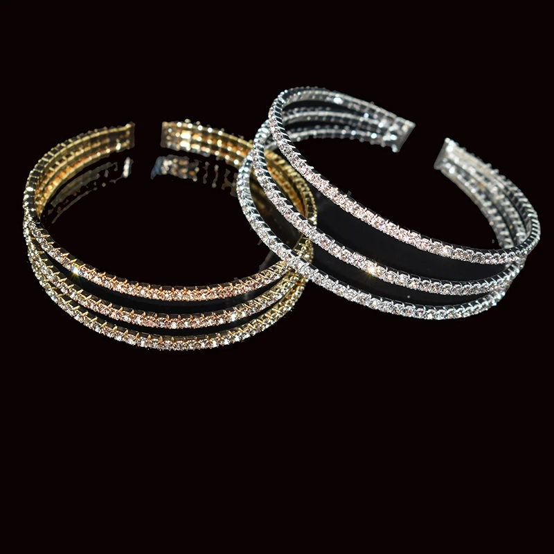 

Elegant Lady Crystal Open Bracelet Bracelet Multi-layer 3/5 Row Gold / Silver Bracelet Crystal Bracelet Bling Wedding Party Gift