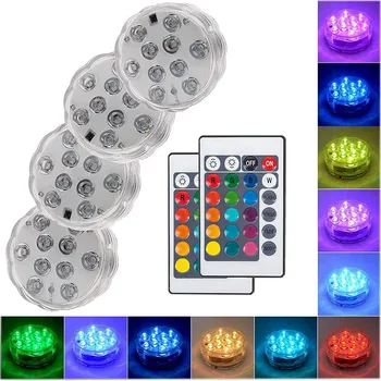 

10LEDs Diving Knob Lights LED Pool Lights Aquarium Colorful Light Remote Control Underwater Waterproof Lights QJS Shop