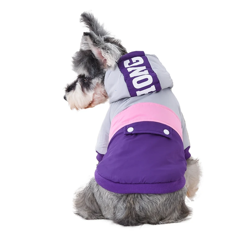 Pet Color Patched Cotton Padded Coats Puppy Thickening Jacket Dog Warm Hooded Down